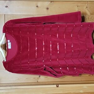 Plus QUACKER FACTORY Velour, Festive Blouse sz 2X Great for the holidays